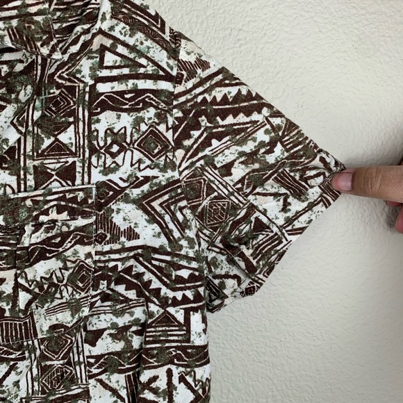 Small Brown Tribal Erika Button Up Short Sleeve Top - Picture 6 of 8